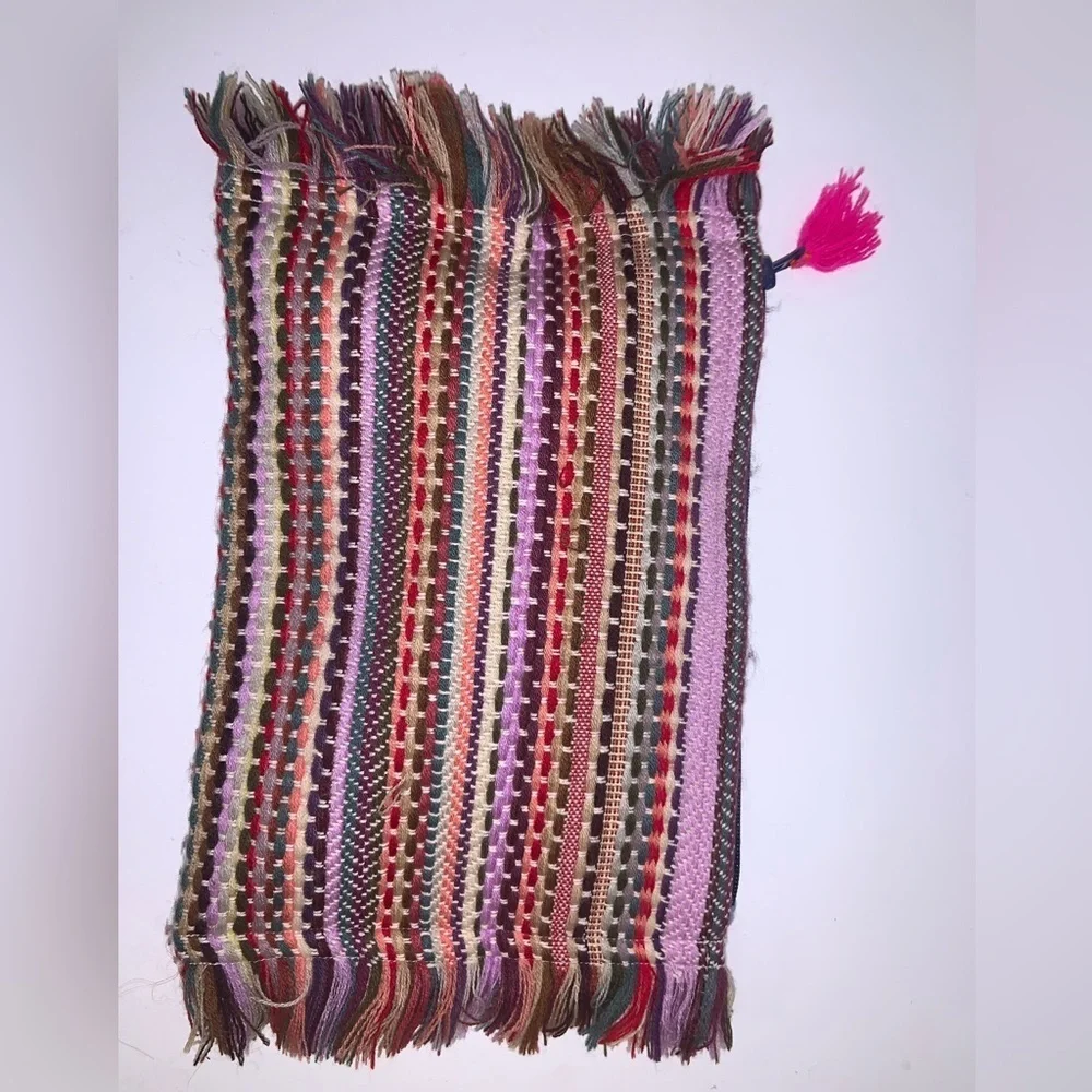 Karma Living Wonderlust Fringe Multicolor Woven Pouch